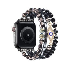 Black Beaded Watch Band with Evil Eye Charm(compatible for Apple Watch ⌚️)